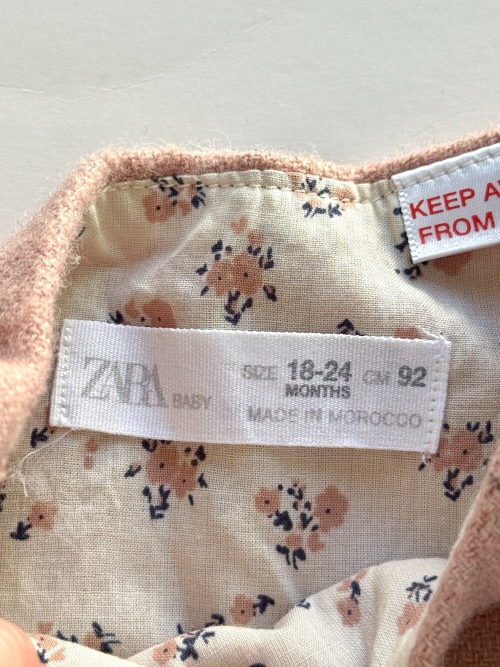 Zara Baby Wool Blend Ruffle Pinafore Dress 18-24M - Picture 3 of 6